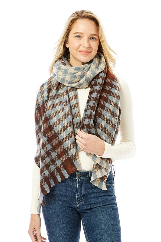 Women's Hounds Tooth Patterned Scarf Shawl