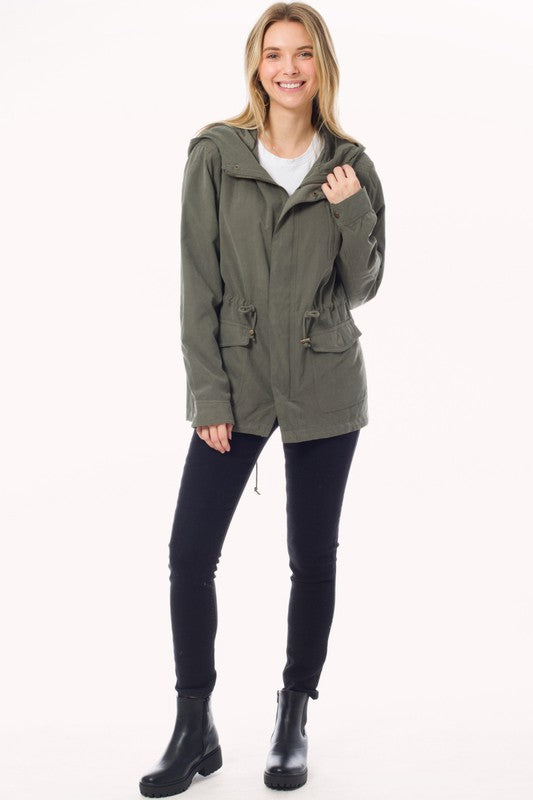 Faux Suede Utility Safari Military Jacket Anorak