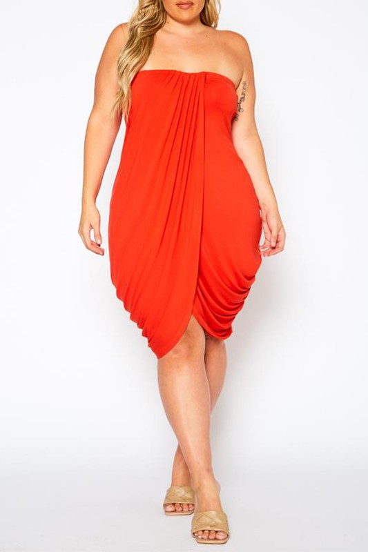 Plus Size Draped Tube Mini Dress