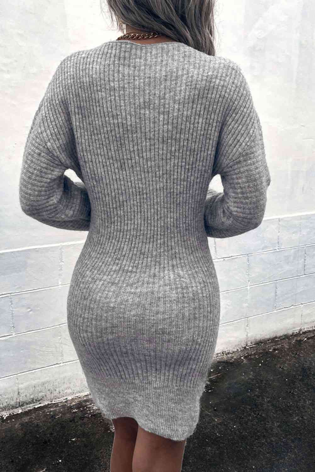 Ribbed Long Sleeve Sweater Dress