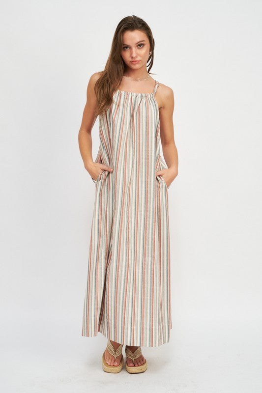 STRIPED MAXI DRESS WITH POCKETS