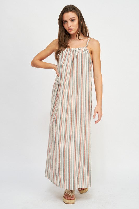 STRIPED MAXI DRESS WITH POCKETS