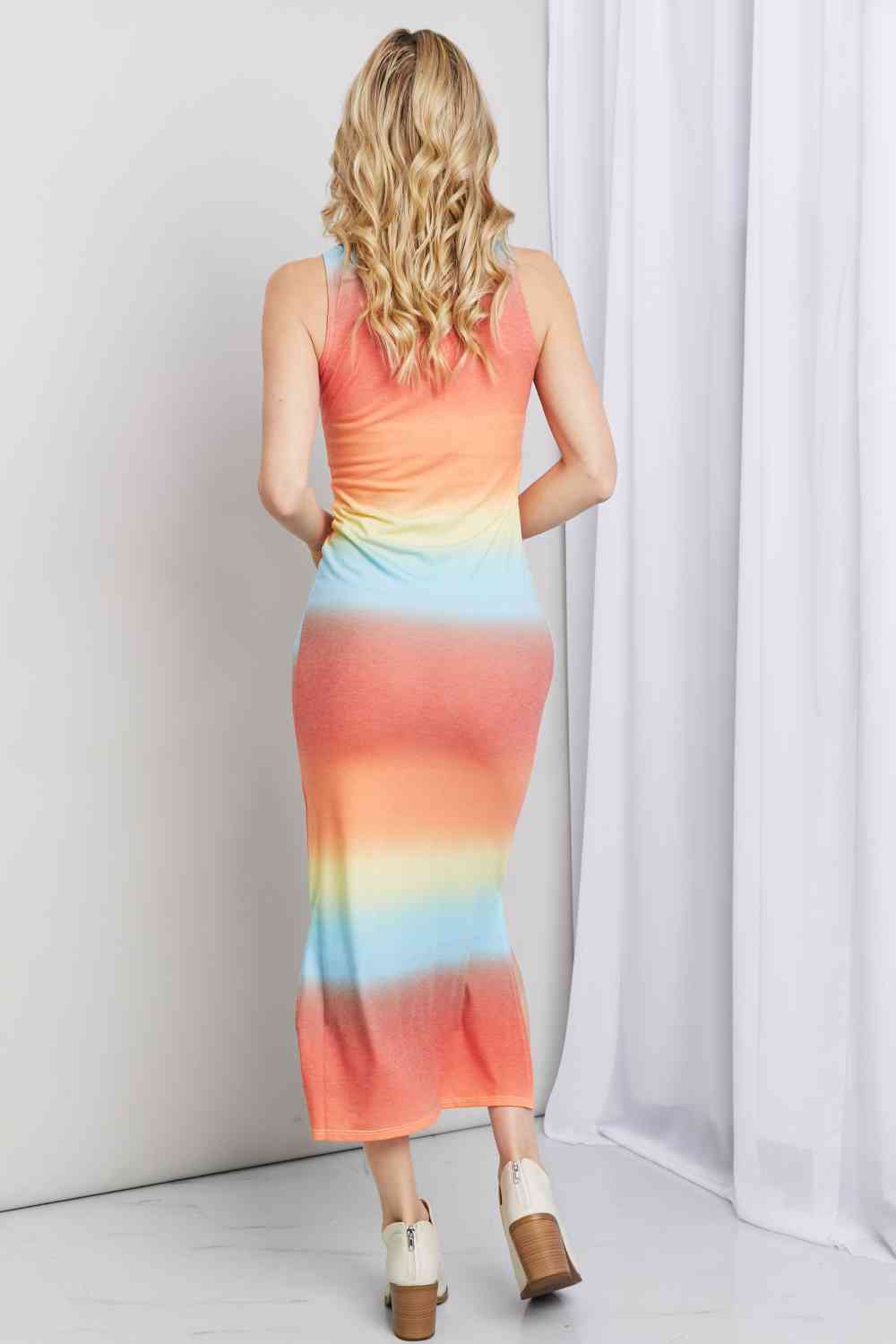 Zenana Gradient Sleeveless Slit Midi Dress