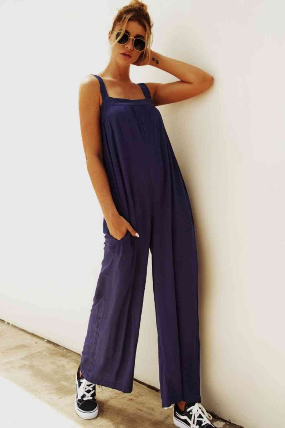 Wide Strap Wide Leg Jumpsuit