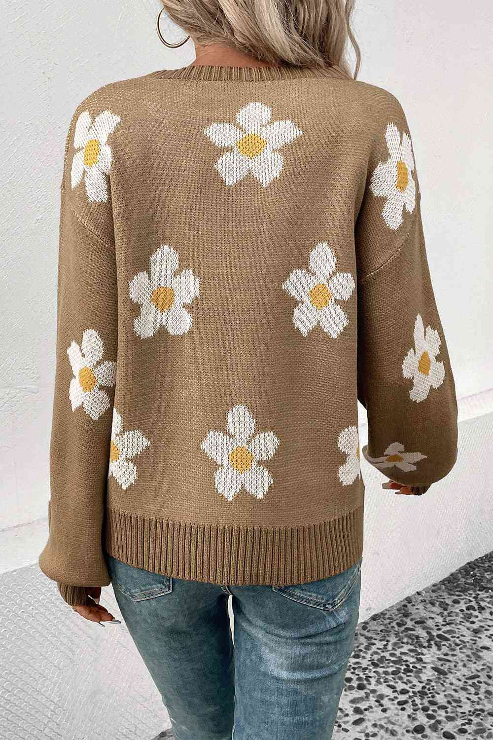 Floral Dropped Shoulder Sweater