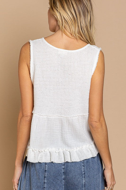 Sleeveless V neck Mini Babydoll Tank Top