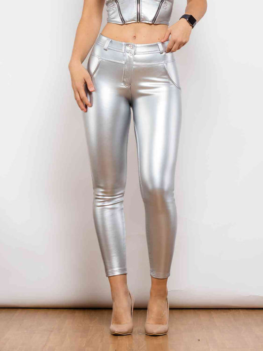 Full Size PU Skinny Pants