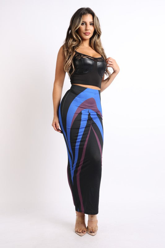 Geo Printed maxi skirt