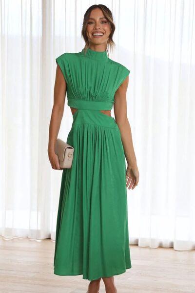 Cutout Mock Neck Sleeveless Dress