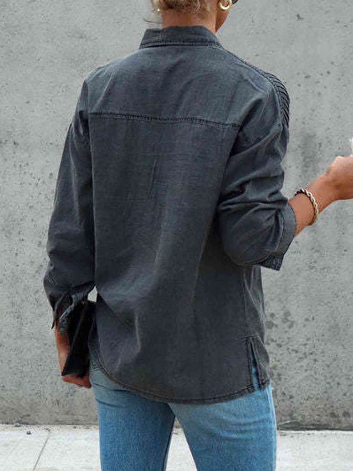 Button Front Collared Denim Jacket