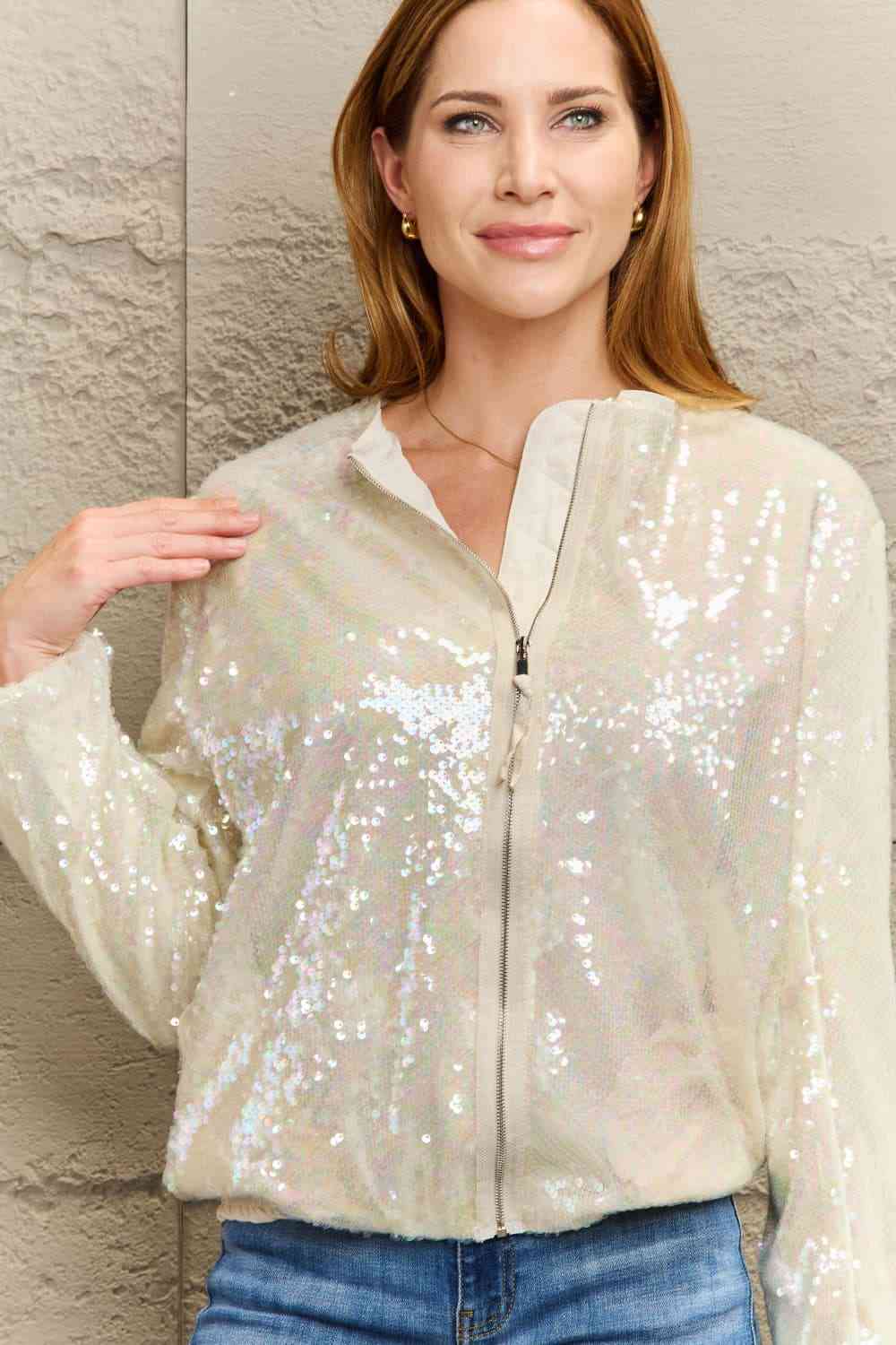 Sequin Zip-Up Jacket