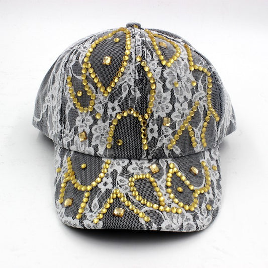 STUDED LACE CAP