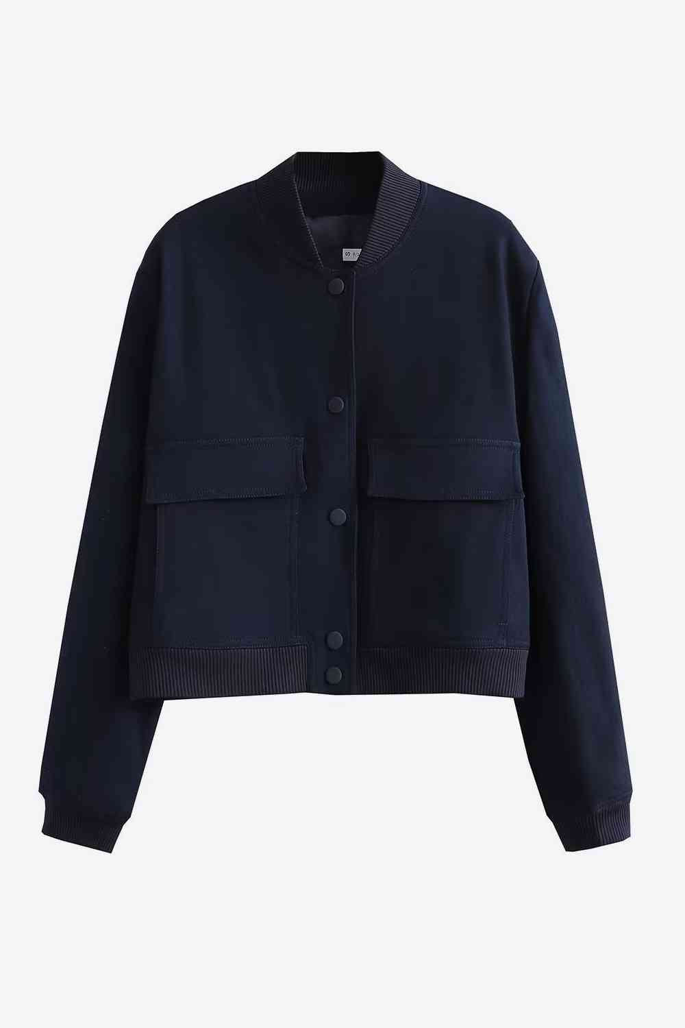 Baseball Collar Jacket with Pockets