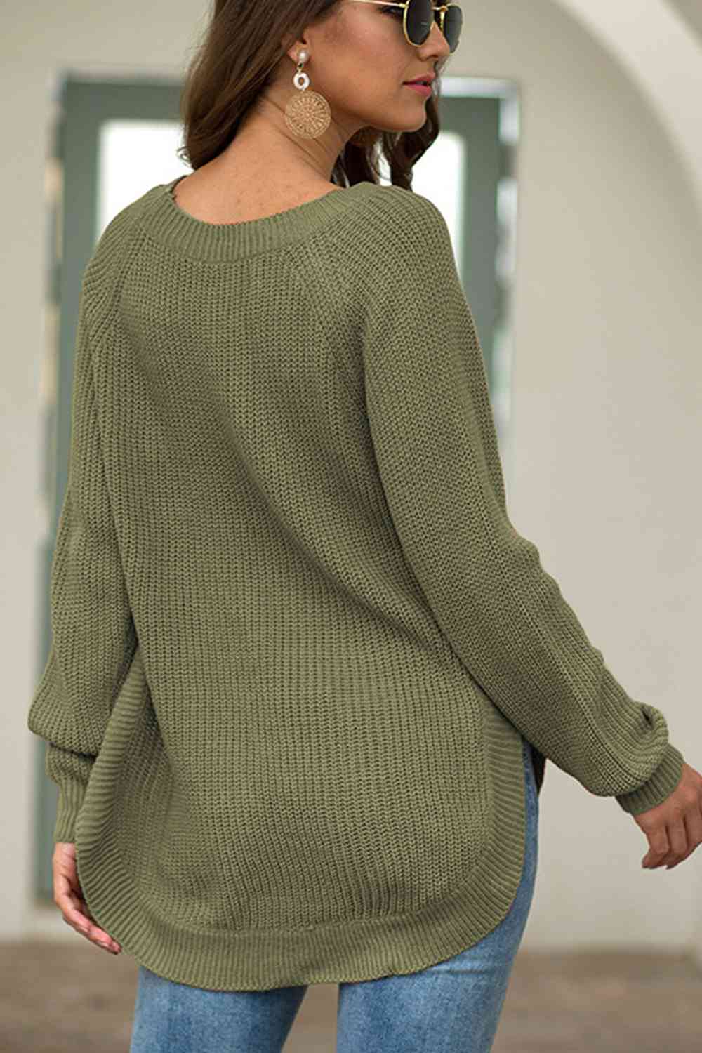 Round Neck Ribbed Knit Top