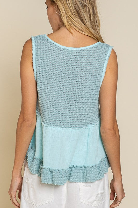 Sleeveless V neck Mini Babydoll Tank Top