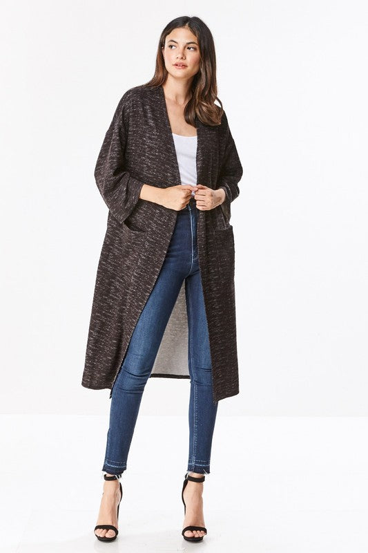 Brushed Knit Maxi Cardigan