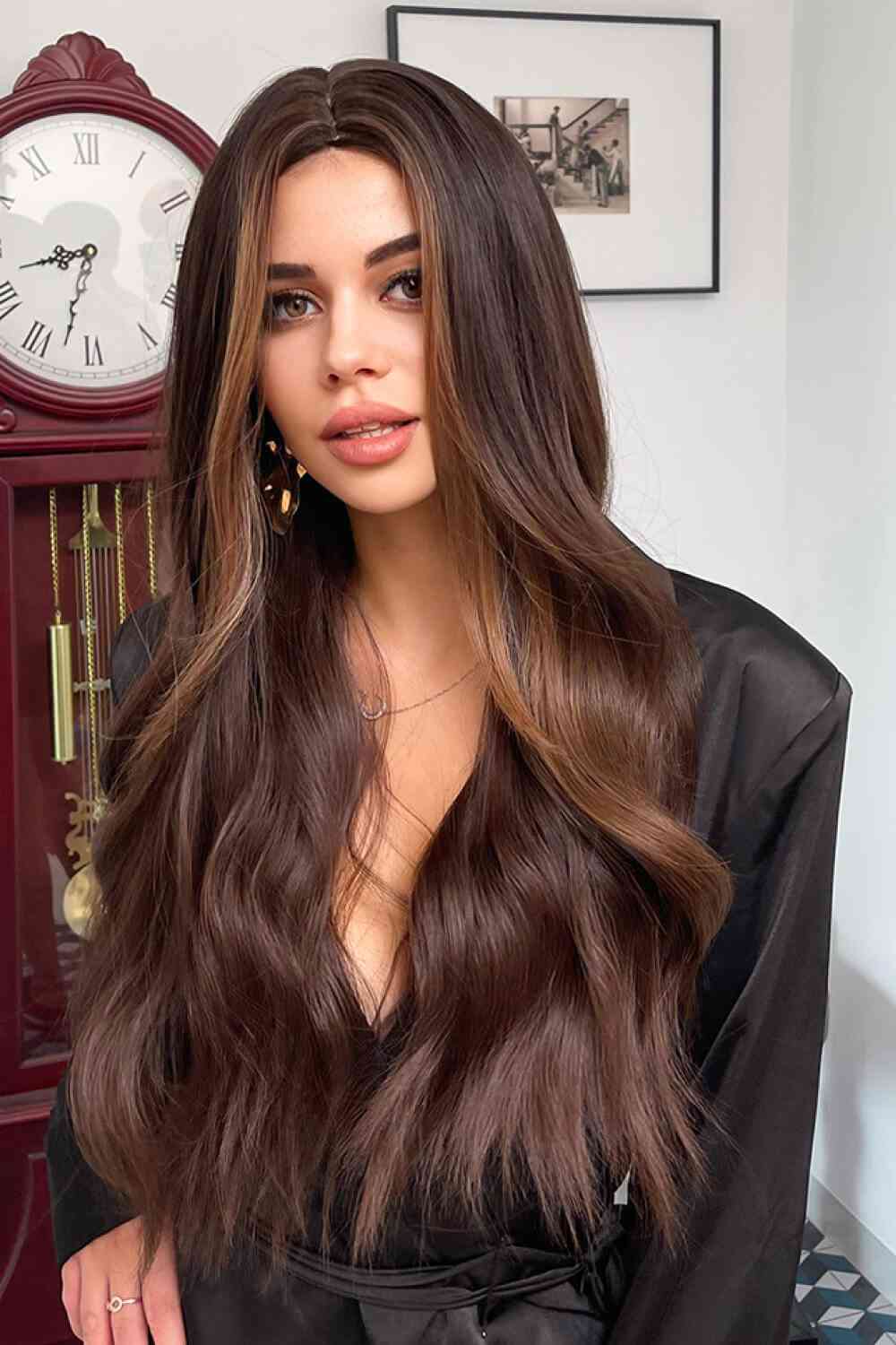 Full Machine Long Wave Synthetic Wigs 26''