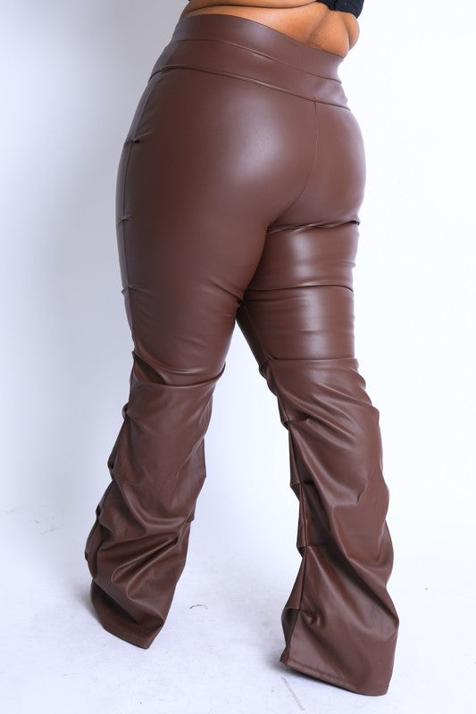 Tuck Detailed PU Leather Pants