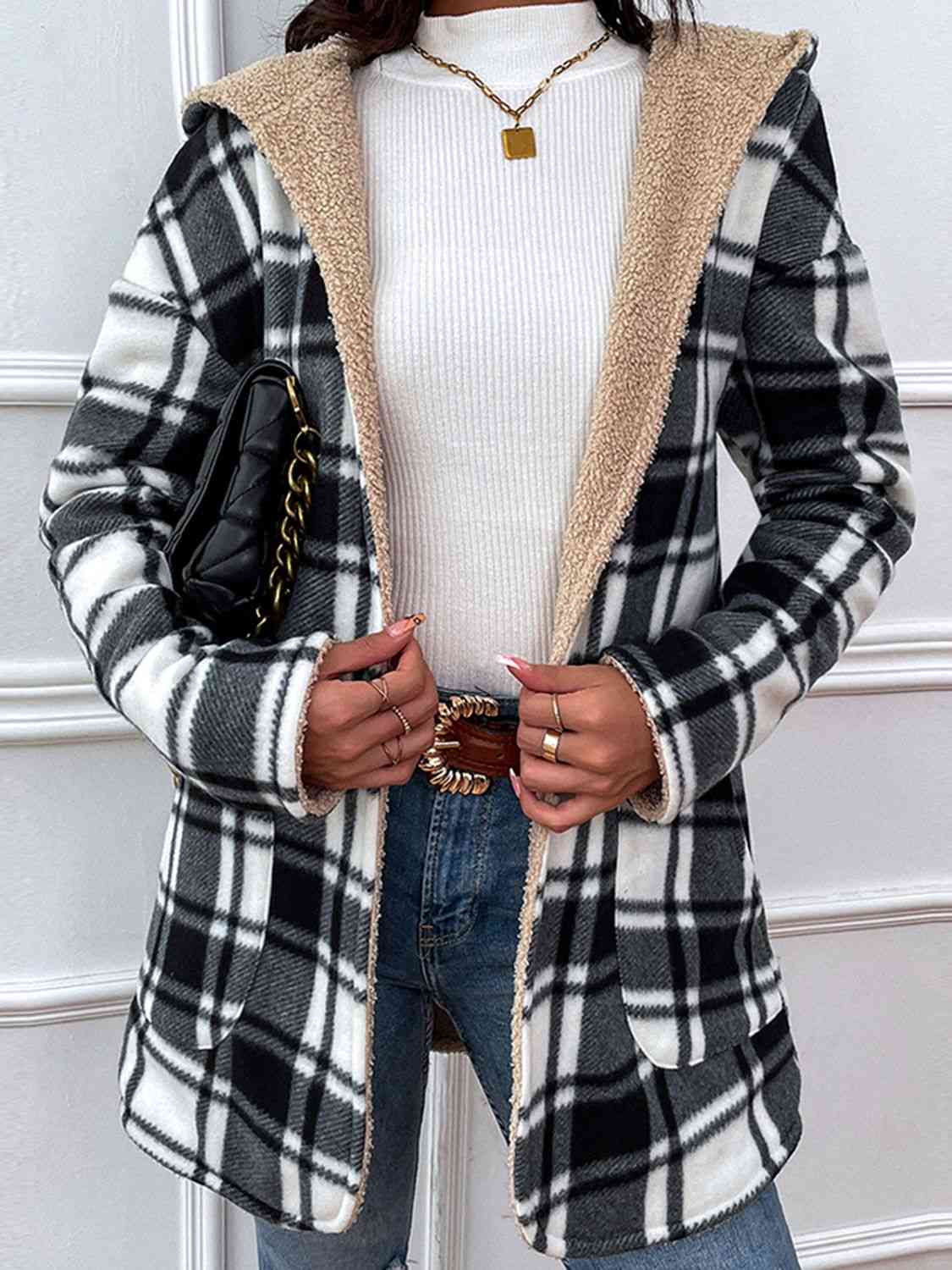 Plaid Hooded Longline Coat