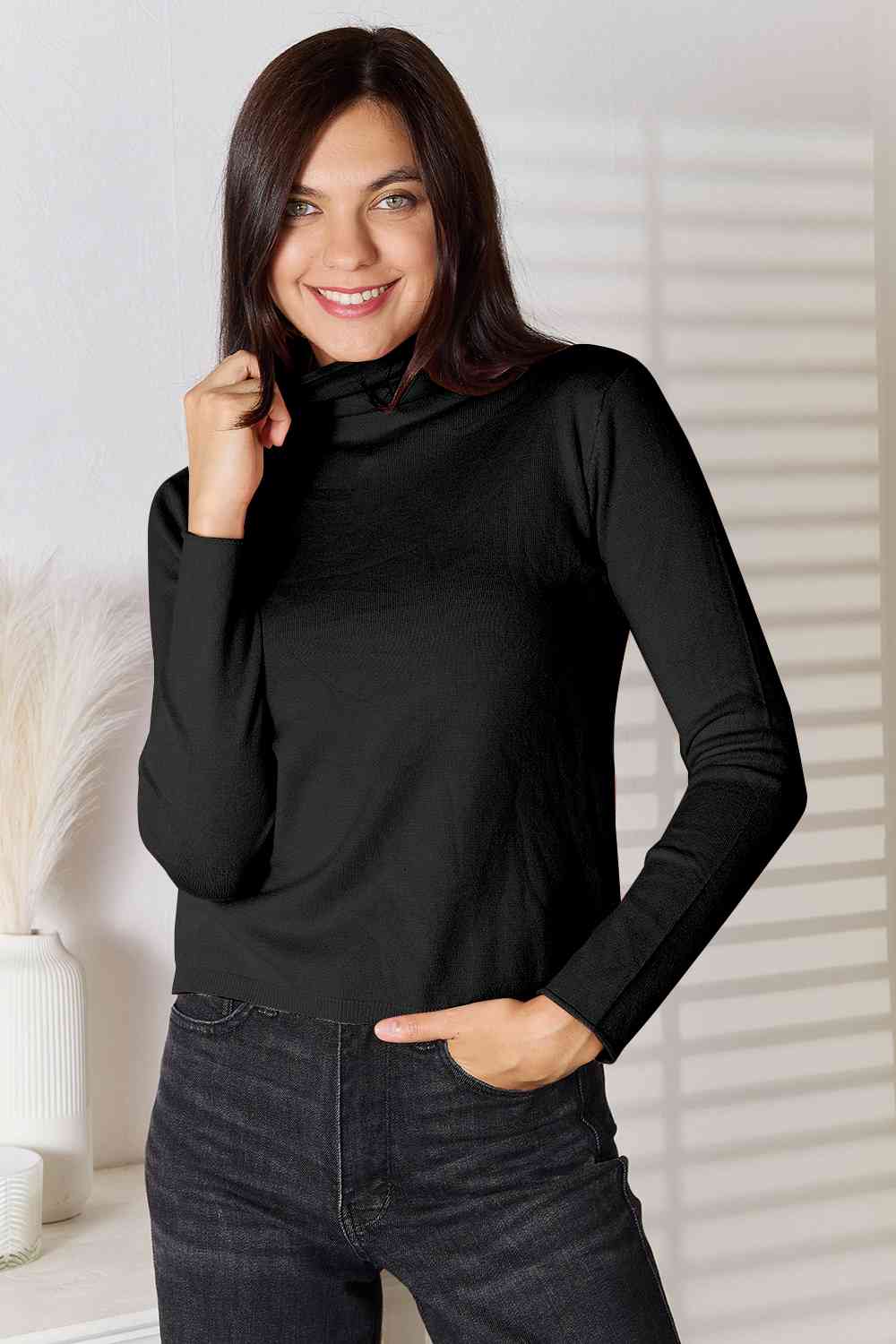 Turtleneck Long Sleeve Knit Top