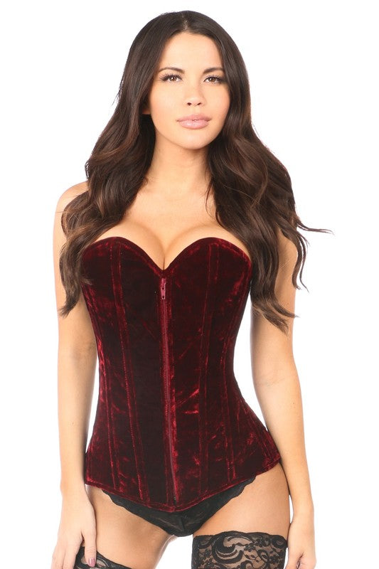 Lavish Red Crushed Velvet Overbust Corset