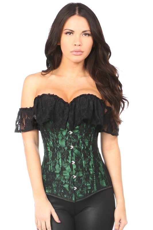 Lavish Green Lace Off The Shoulder Corset