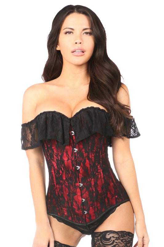 Lavish Red Lace Off The Shoulder Corset