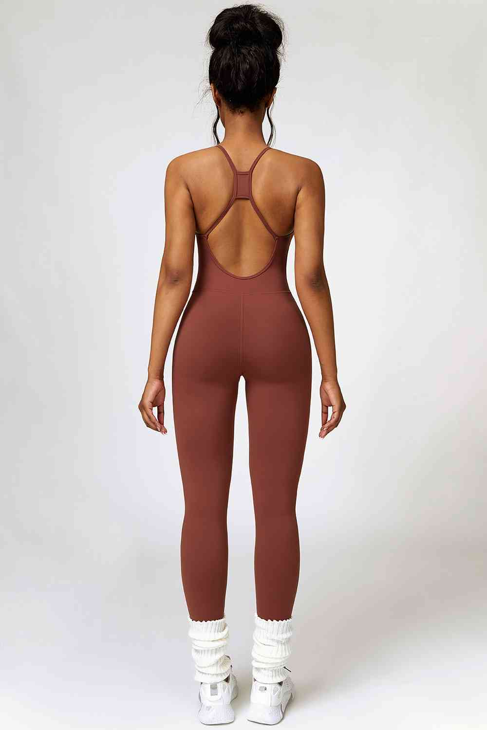 Open Back Spaghetti Strap Sports Jumpsuit