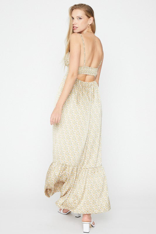 PRINTED SATIN MAXI DRESS