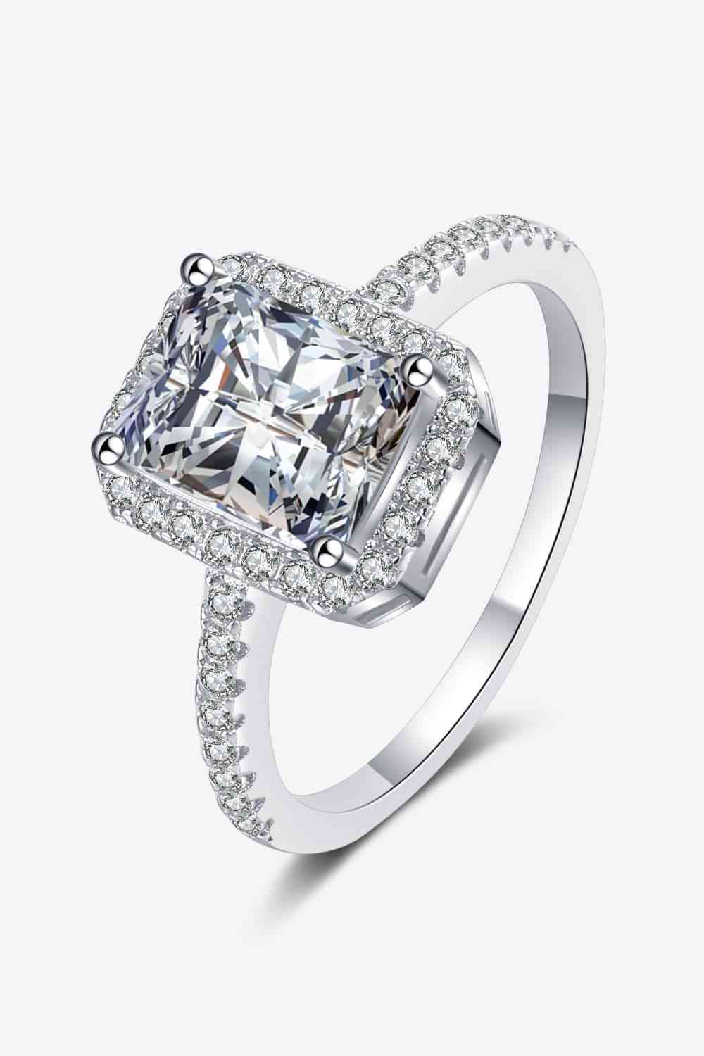 2 Carat Moissanite 925 Sterling Silver Halo Ring