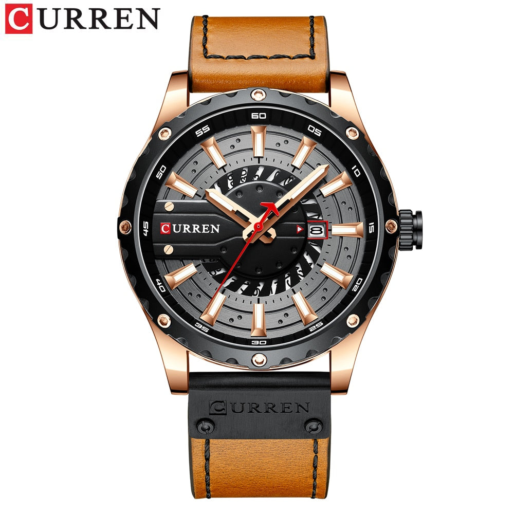 Leather Wristwatch Casual Quartz Men