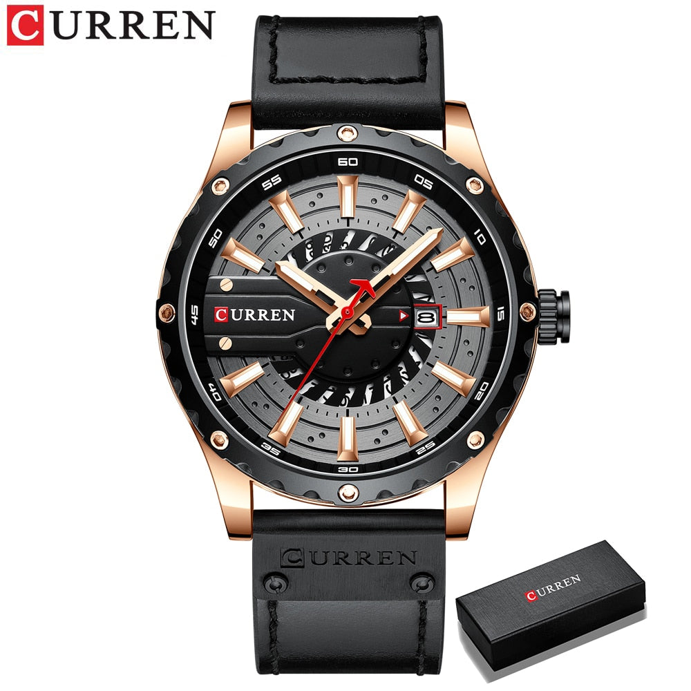 Leather Wristwatch Casual Quartz Men