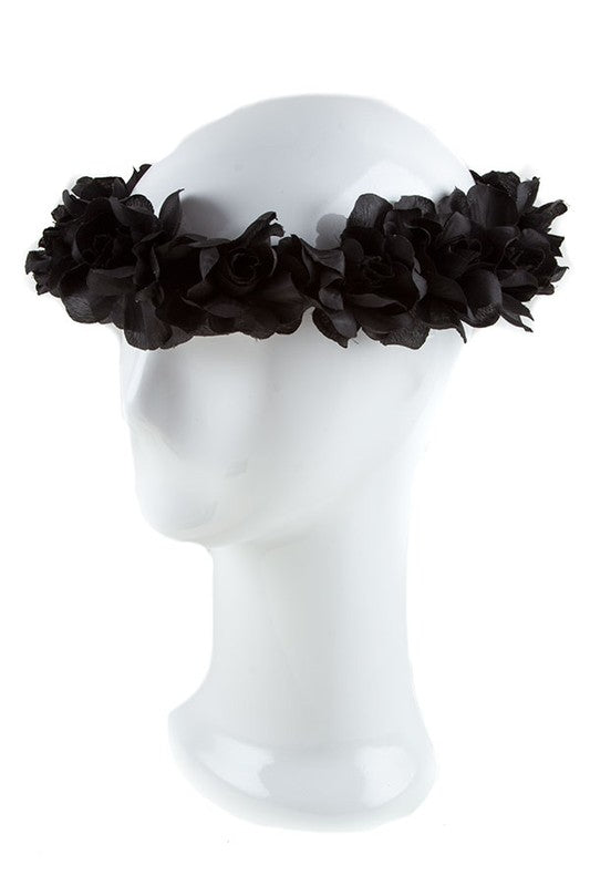 BLACK FLORAL HEAD CROWN