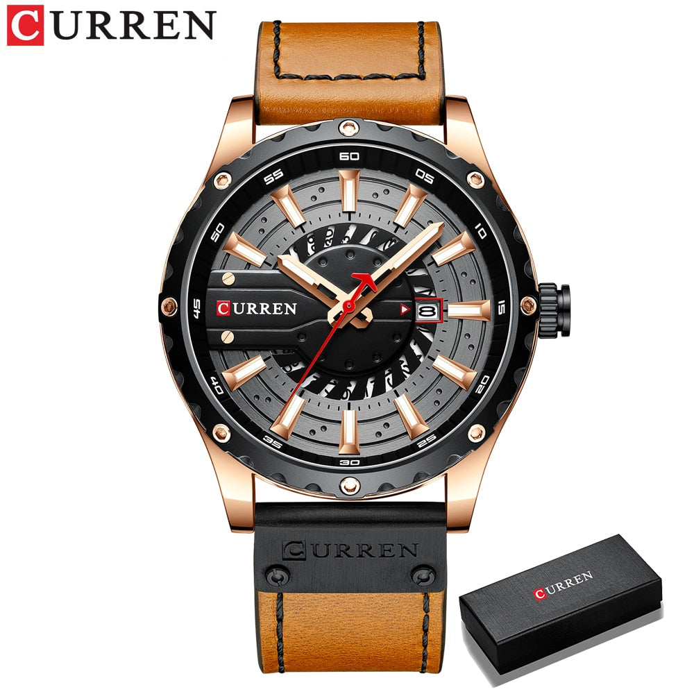 Leather Wristwatch Casual Quartz Men