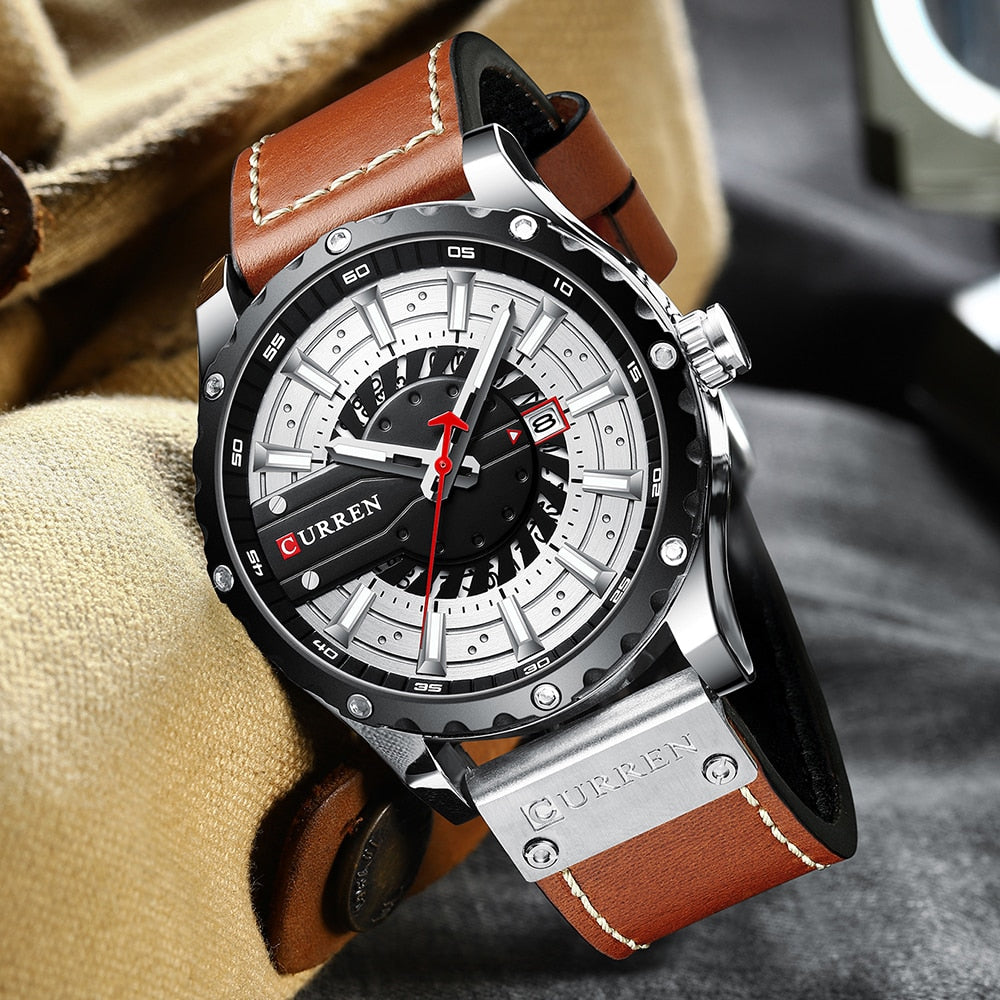 Leather Wristwatch Casual Quartz Men