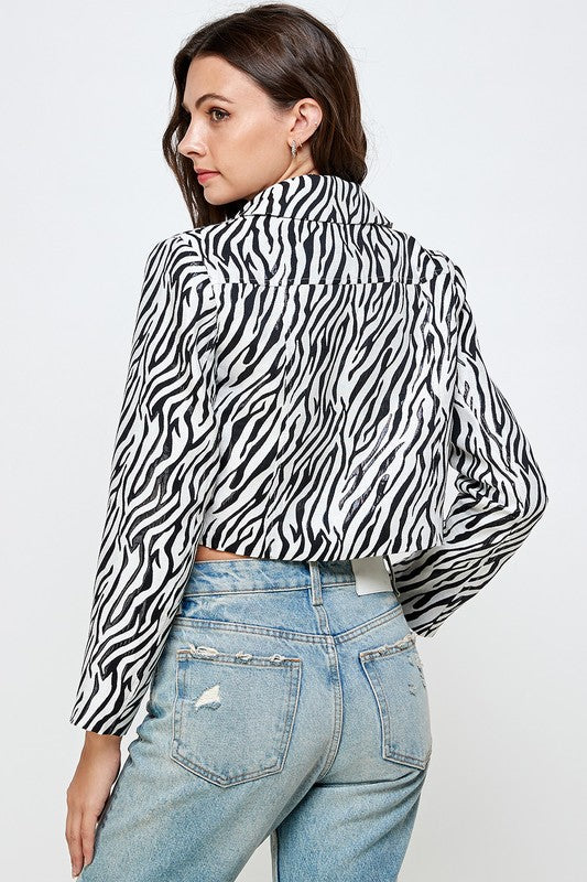 ZEBRA PRINT CROP BLAZER