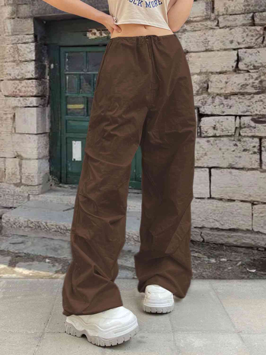 Drawstring Waist Pants with Pockets