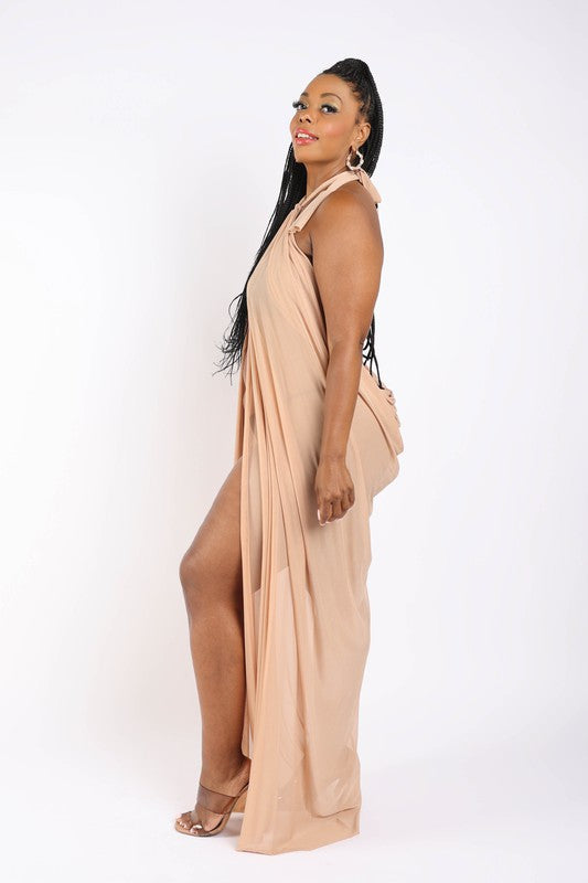 Haltered Front Slit Maxi Coverup