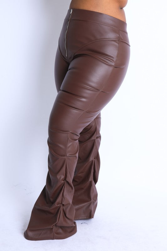 Tuck Detailed PU Leather Pants