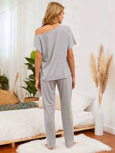 Round Neck Top and Pants Lounge Set