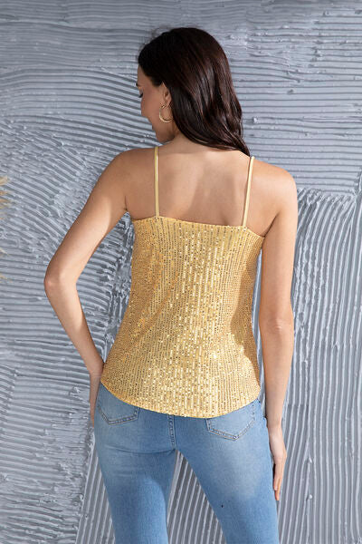 Sequin V-Neck Spaghetti Strap Cami