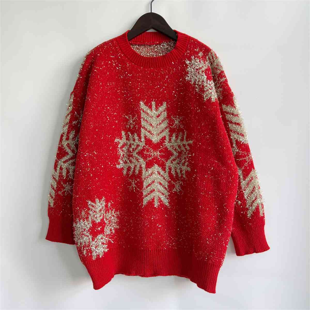 Snowflake Pattern Long Sleeve Sweater