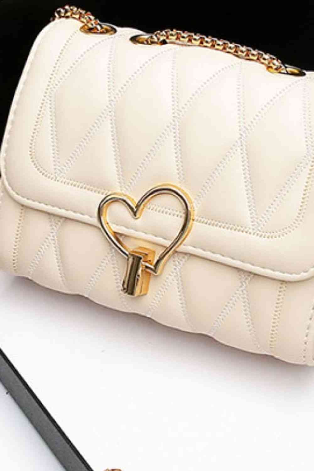 Heart Buckle PU Leather Crossbody Bag