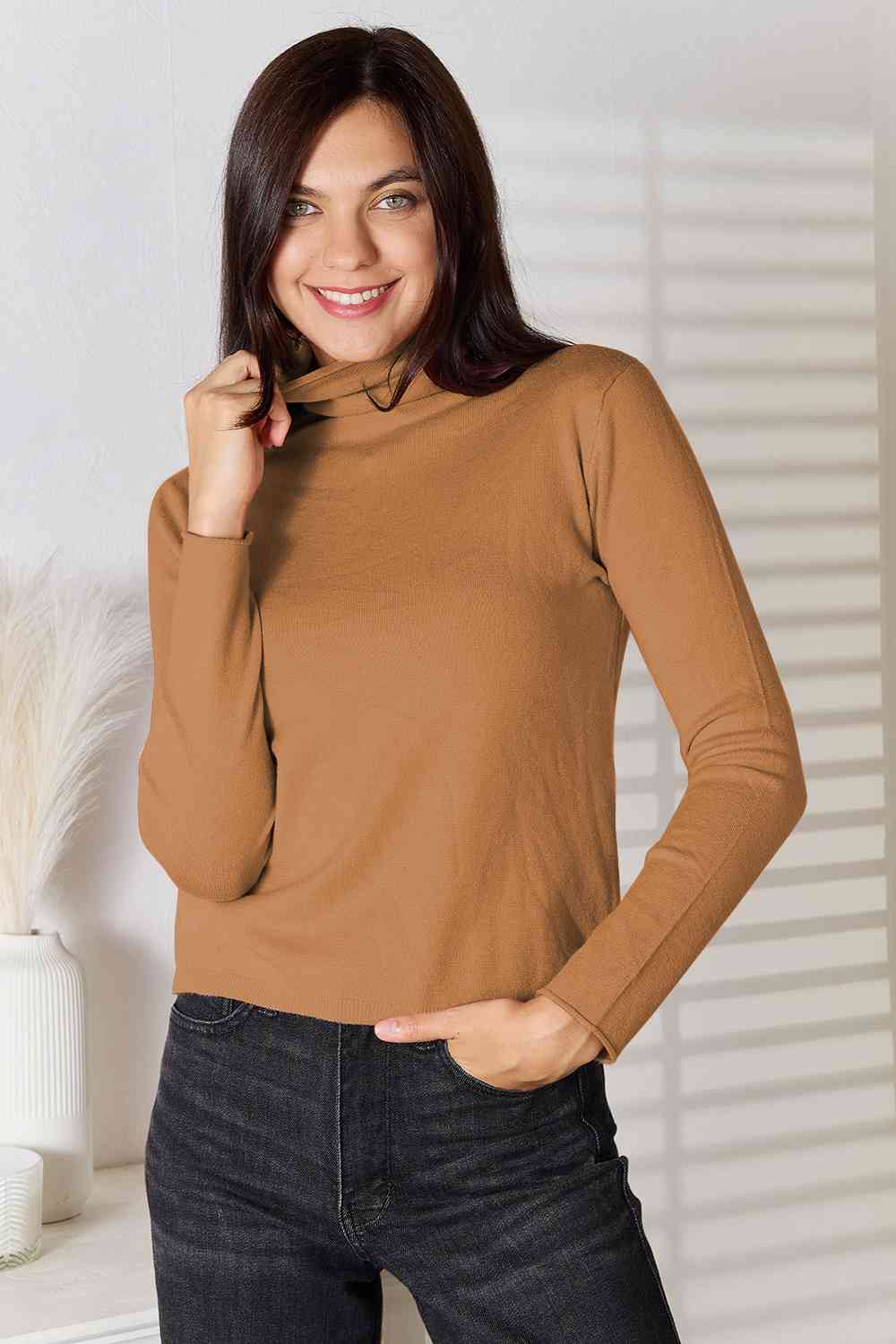 Turtleneck Long Sleeve Knit Top