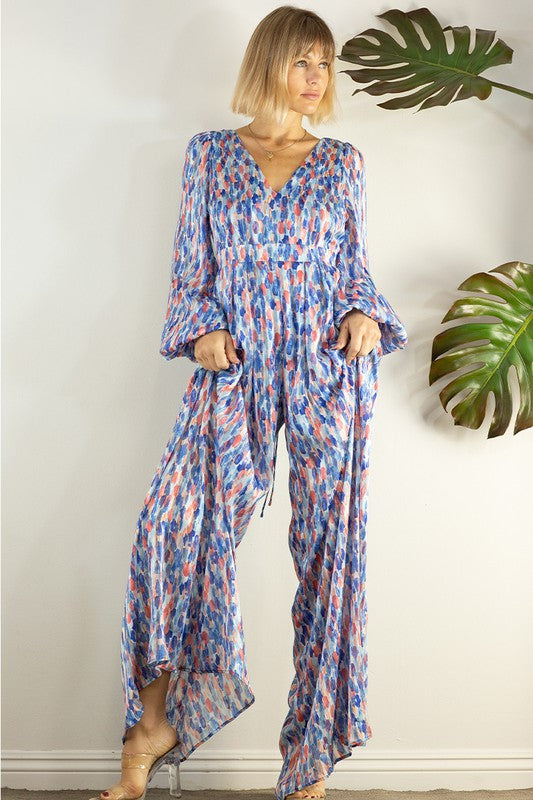 BACK OPEN WIDE PANTS JUMPSUIT