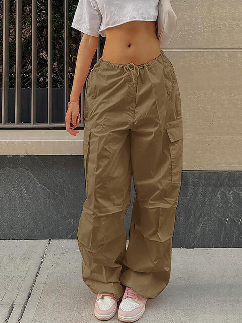 Drawstring Waist Pants with Pockets