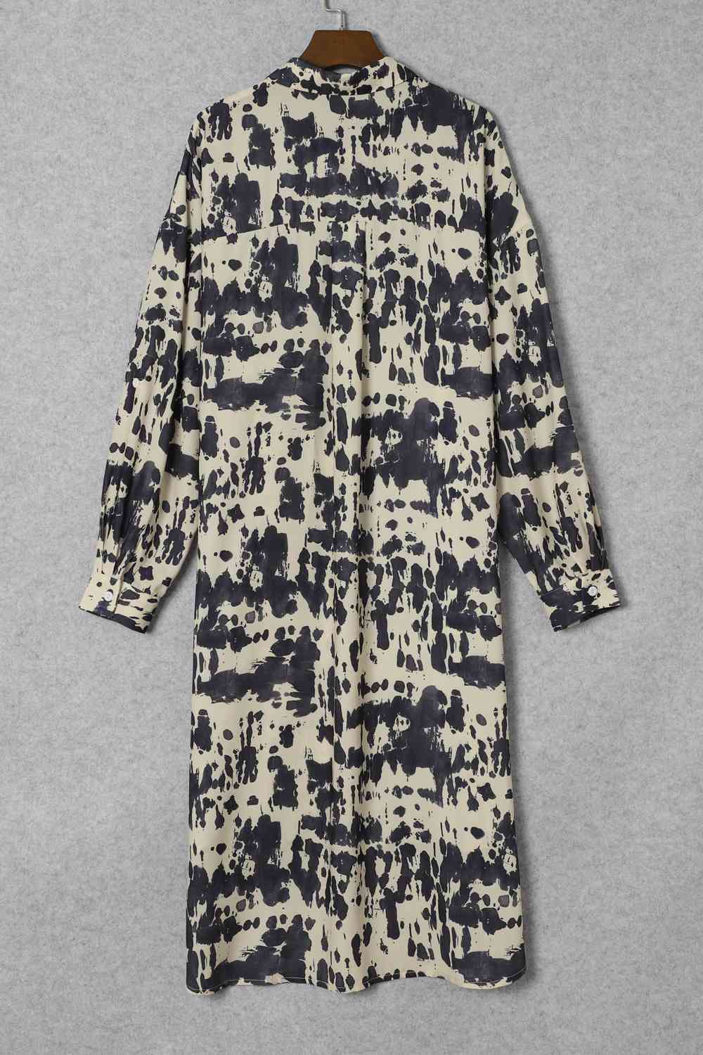 Printed Collared Neck Shirt Dress