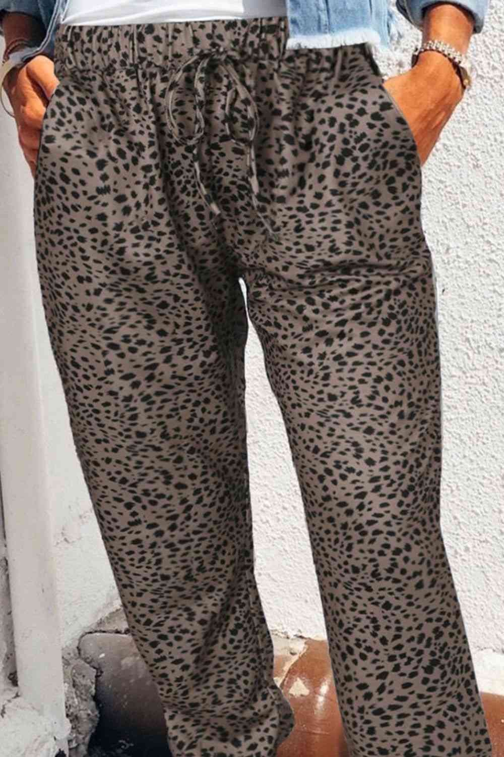 Leopard Pocketed Long Pants