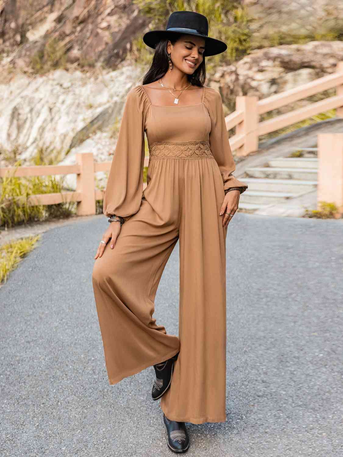 Square Neck Wide Leg Jumpsuit