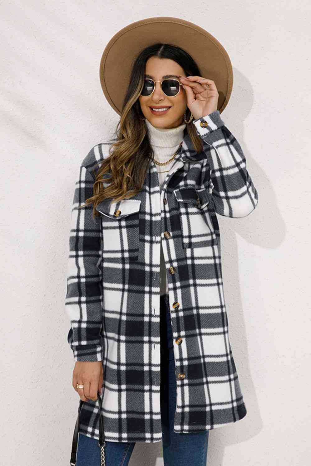 Plaid Collared Longline Coat